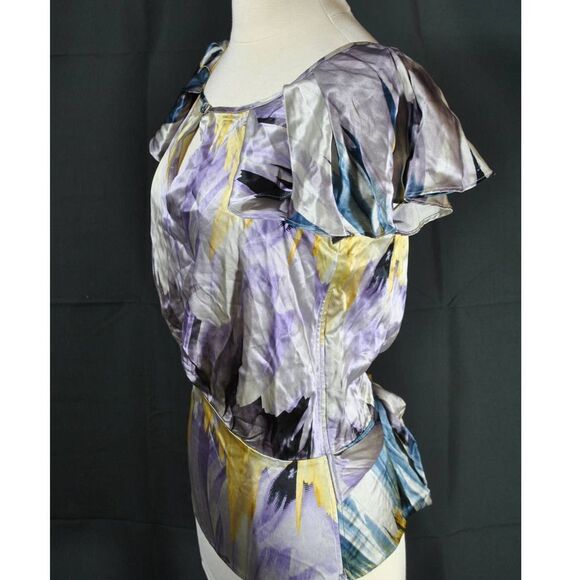 Ted baker 100% Silk Abstract Print Sleeveless Top- 0 - Picture 3 of 6
